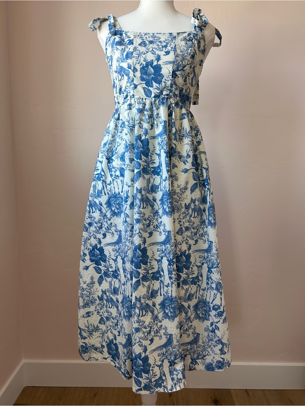 Lush Ivory and Blue Summer Maxi Dress